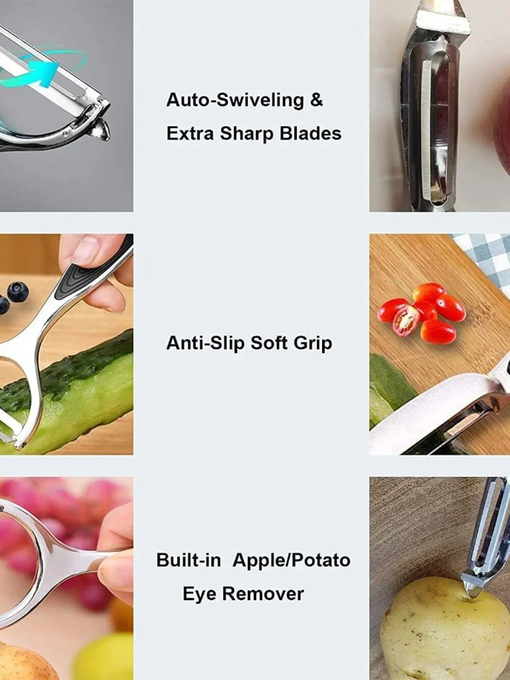 Vegetable Peeler, Stainless Steel Multi-function Potato Fruit Peeler Set, Y & I